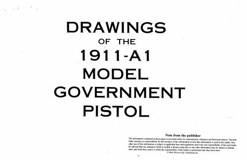 Drawings of the 1911-A1 Model Government Pistol