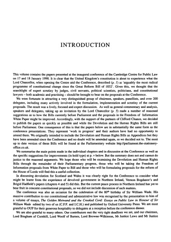 Constitutional Reform in the United Kingdom: Practice and Principles