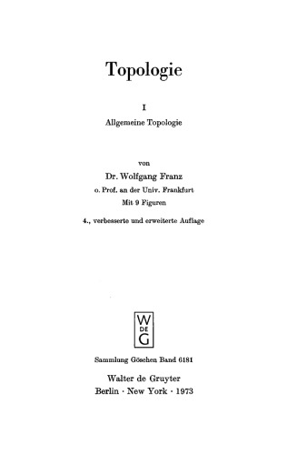 Topologie: Band 1 Allgemeine Topologie