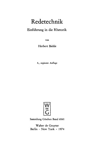 Redetechnik: Einführung in die Rhetorik