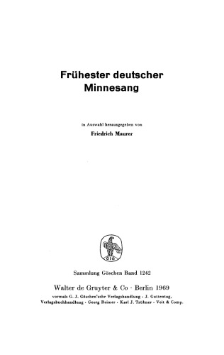 Frühester deutscher Minnesang
