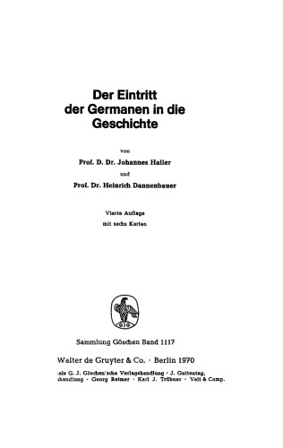 Der Eintritt der Germanen in die Geschichte