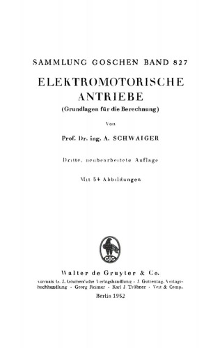 Elektromotorische Antriebe: (Grundlagen für die Berechnung)