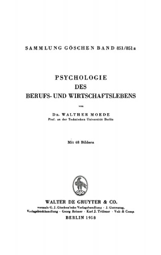 Psychologie des Berufs- und Wirtschaftslebens