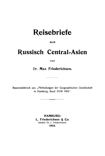 Reisebriefe aus Russisch Central-Asien