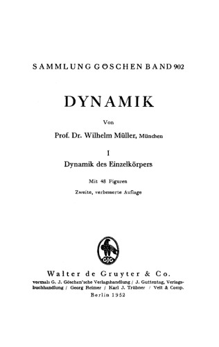 Dynamik: Band 1 Dynamik des Einzelkörpers