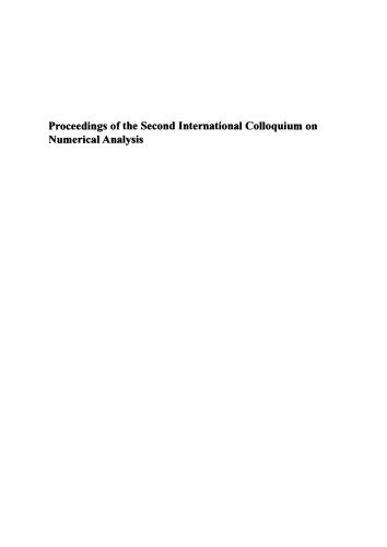 Proceedings of the Second International Colloquium on Numerical Analysis: Plovdiv, Bulgaria, 13–17 August 1993