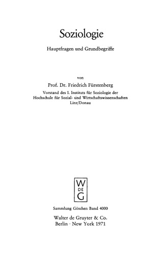 Soziologie: Hauptfragen und Grundbegriffe
