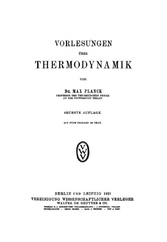 Vorlesungen über Thermodynamik