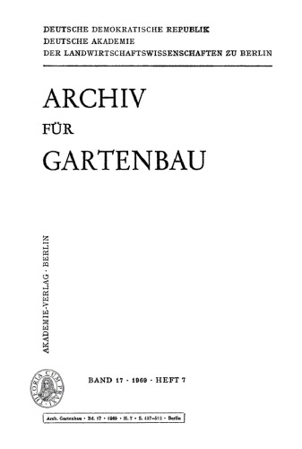 Archiv für Gartenbau: Band 17, Heft 7 1969