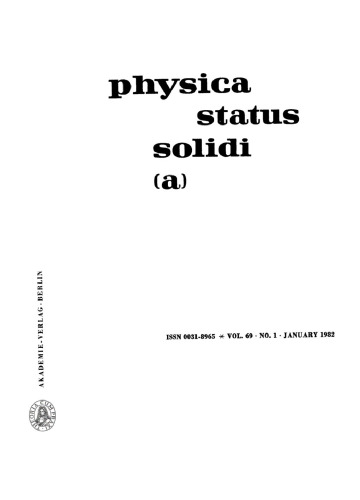 Physica status solidi / A.: Volume 69, Number 1 January 16