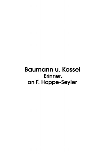 Zur Erinnerung an Felix Hoppe-Seyler