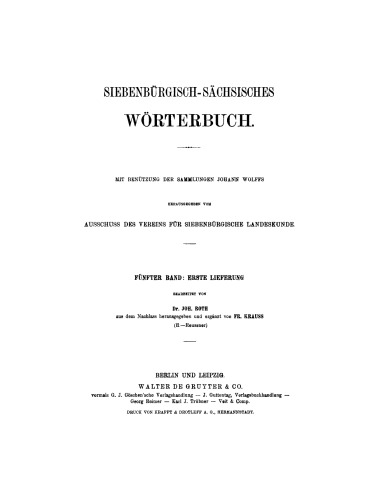 Siebenbürgisch-Sächsisches Wörterbuch: Band 5, Lieferung 1 R - Reussner