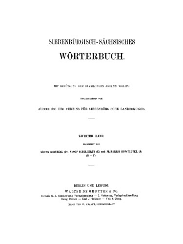 Siebenbürgisch-Sächsisches Wörterbuch: Band 2, Lieferung 4 fretzen – Fyst
