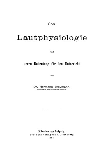 Über Lautphysiologie und deren Bedeutung für den Unterricht