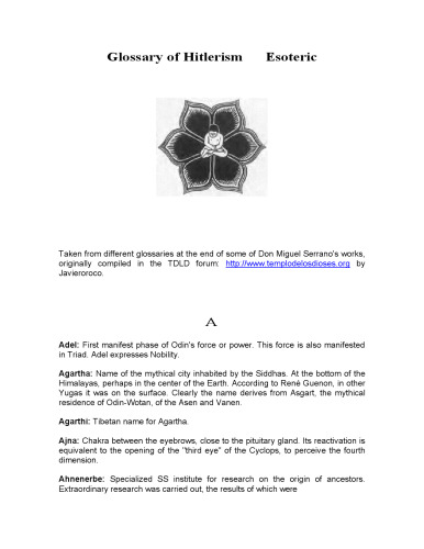 Esoteric Hitlerist Glossary
