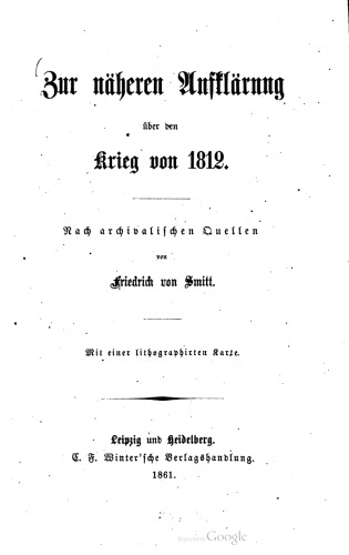 Zur näheren Aufklärung über den Krieg von 1812